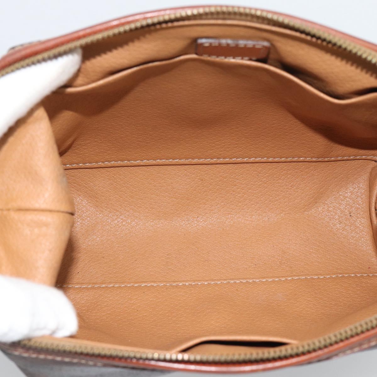 CELINE Macadam Canvas Boston Bag PVC Leather 2 Set Brown Gold Auth 190000