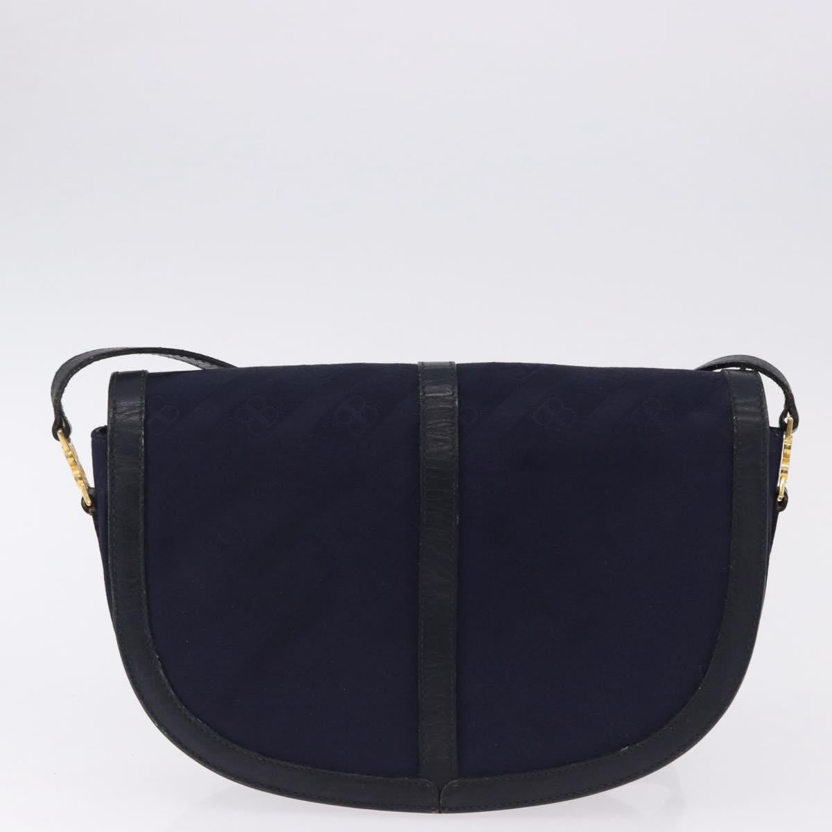 BALENCIAGA Shoulder Bag Leather Canvas 2 Set Black Navy Auth 190002