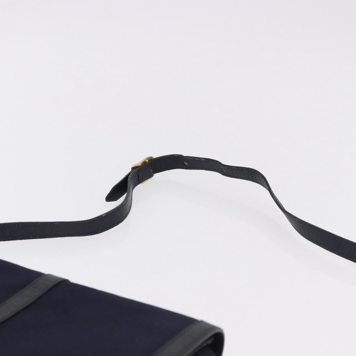 BALENCIAGA Shoulder Bag Leather Canvas 2 Set Black Navy Auth 190002