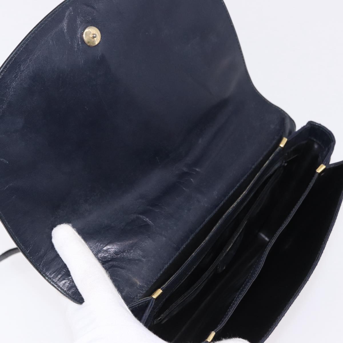 BALENCIAGA Shoulder Bag Leather Canvas 2 Set Black Navy Auth 190002
