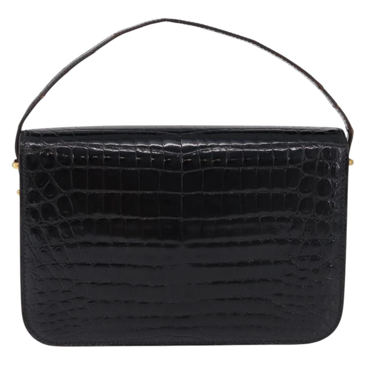 BALENCIAGA Shoulder Bag Leather Canvas 2 Set Black Navy Auth 190002