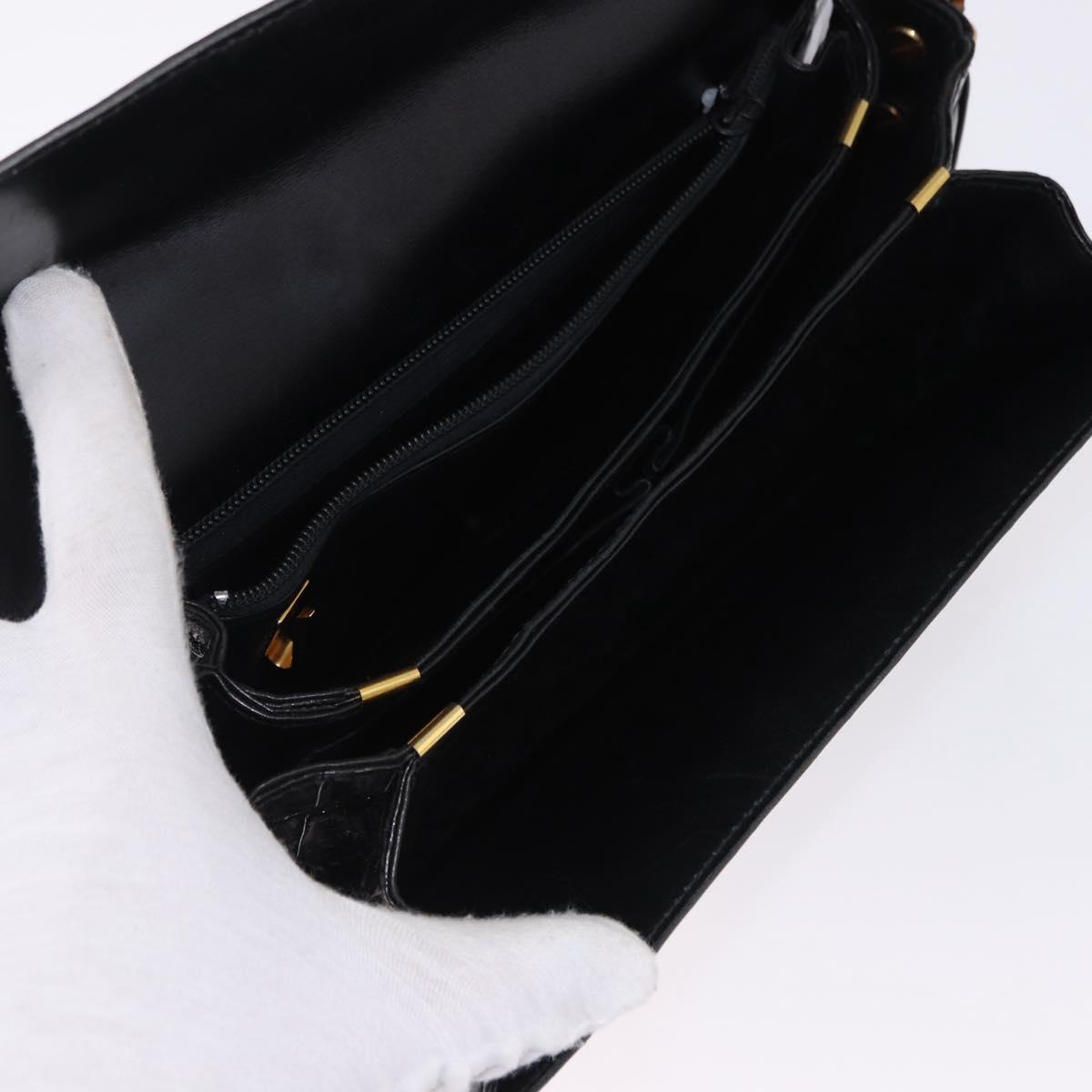BALENCIAGA Shoulder Bag Leather Canvas 2 Set Black Navy Auth 190002