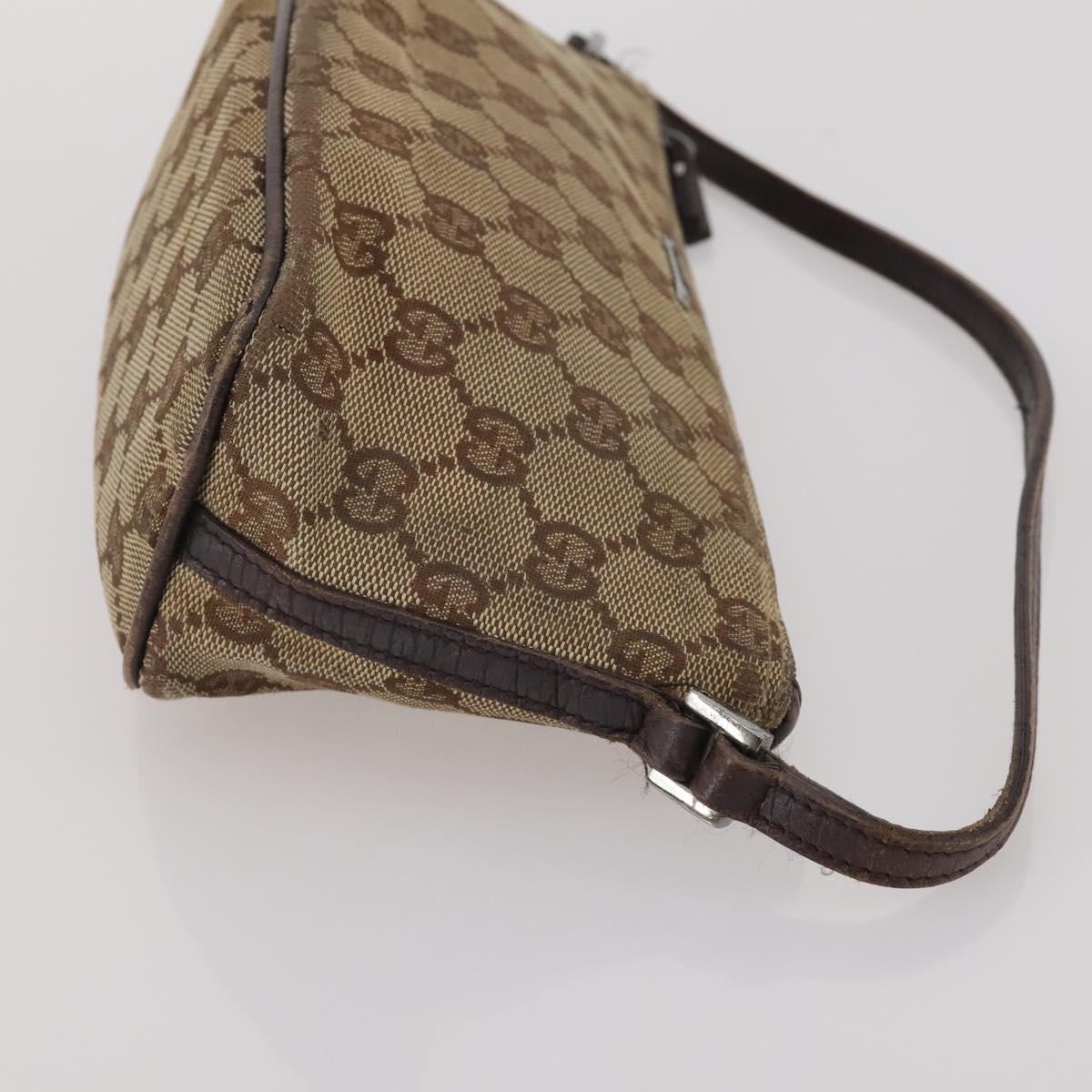 GUCCI GG Canvas Hand Bag PVC 3 Set Black Beige Silver Auth 190003
