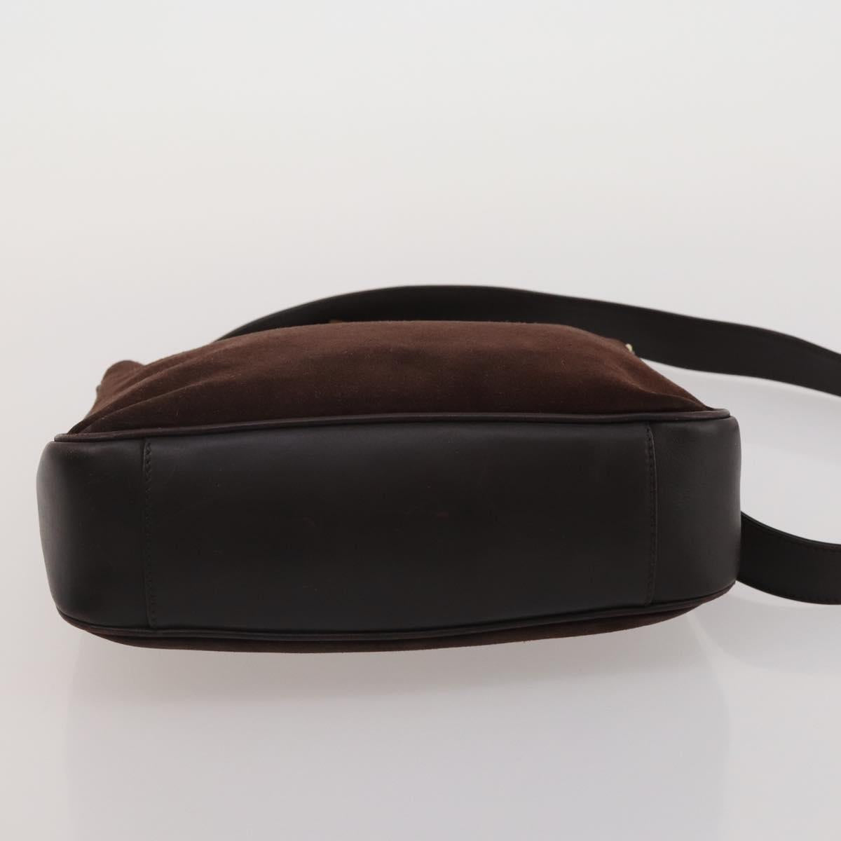 GUCCI Bamboo Hand Bag Suede 2way 2 Set Brown Auth 190005