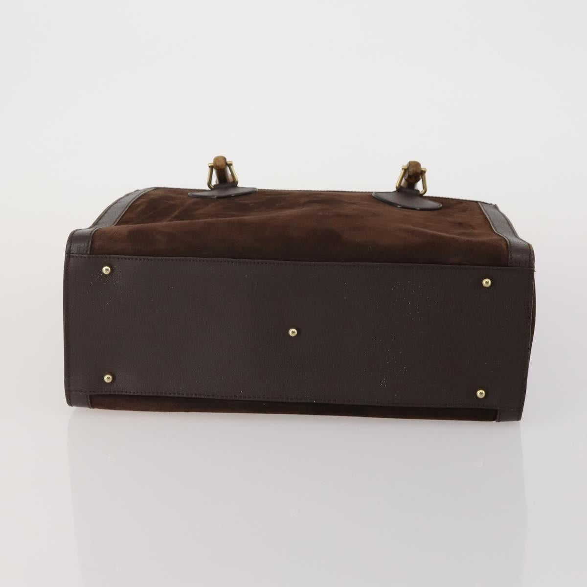 GUCCI Bamboo Hand Bag Suede 2way 2 Set Brown Auth 190005