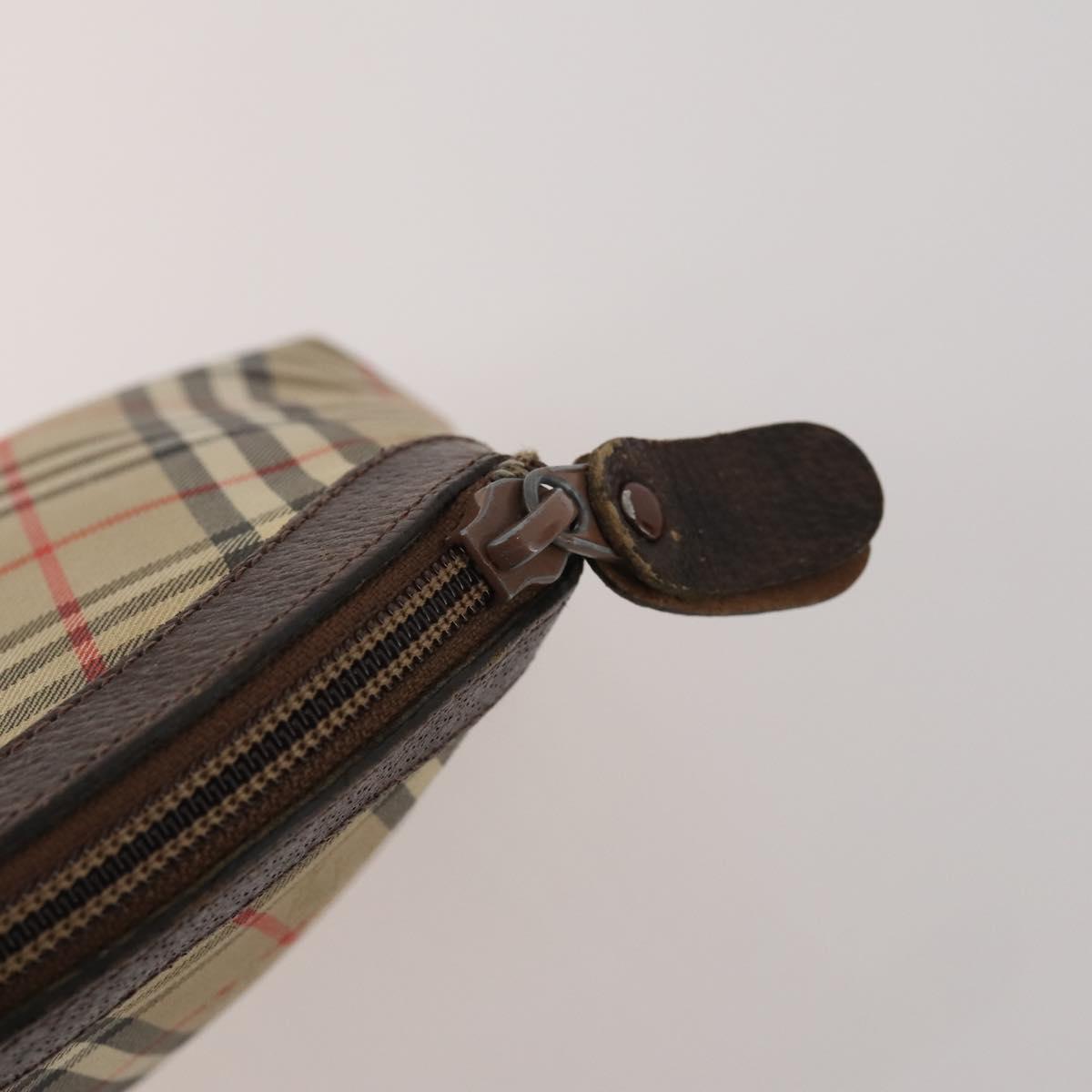 Burberrys Nova Check Clutch Bag Nylon Leather Canvas 6 Set Beige Auth 190007