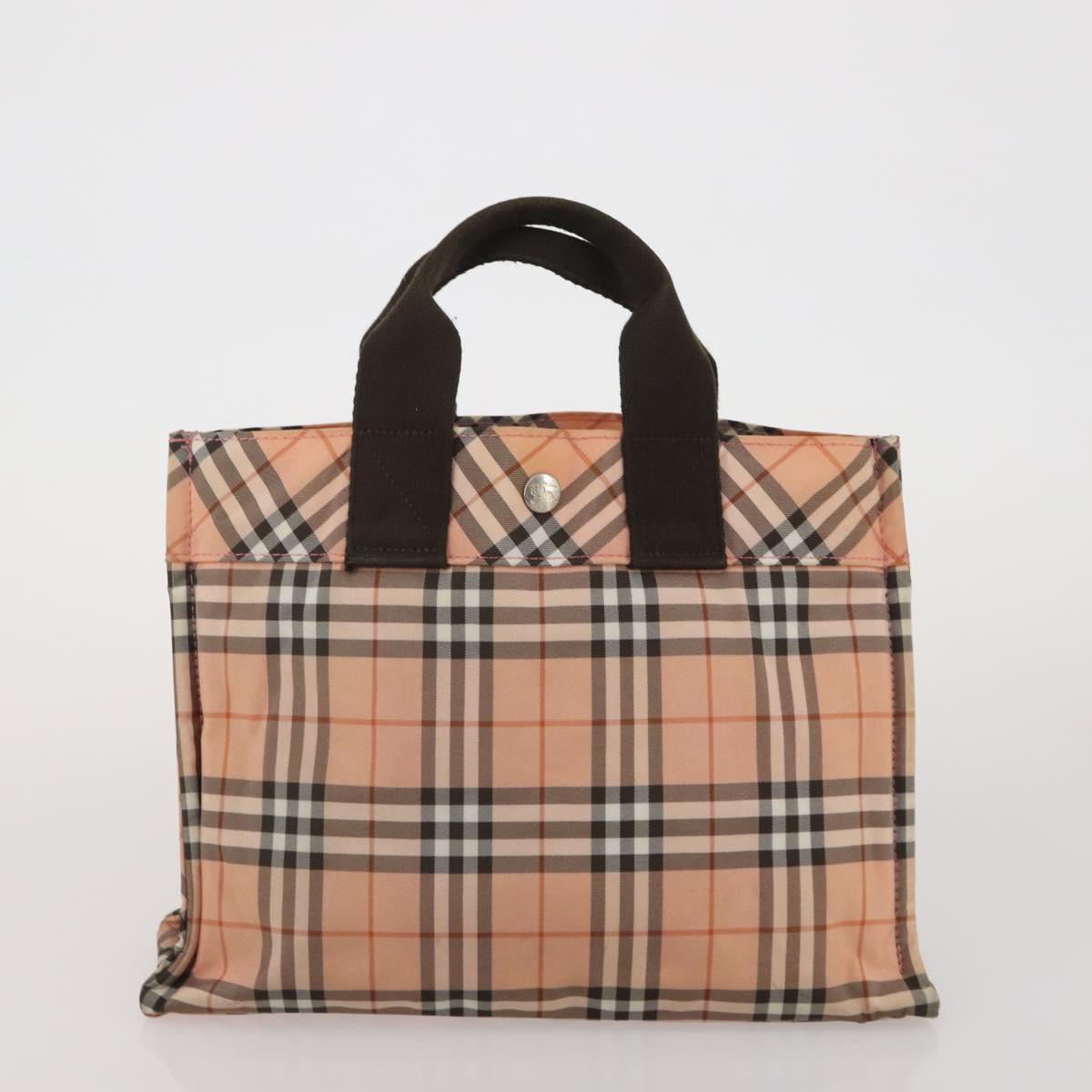 BURBERRY Nova Check Blue Label Hand Bag Canvas 4 Set Green Beige Auth 190010