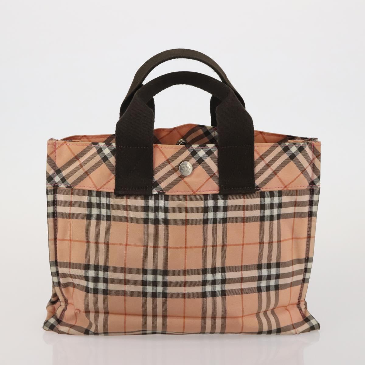 BURBERRY Nova Check Blue Label Hand Bag Canvas 4 Set Green Beige Auth 190010