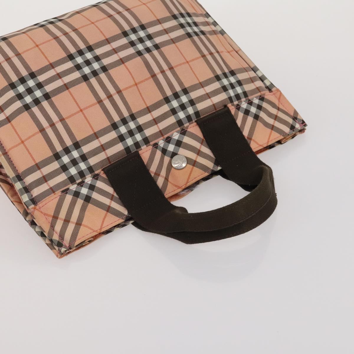 BURBERRY Nova Check Blue Label Hand Bag Canvas 4 Set Green Beige Auth 190010