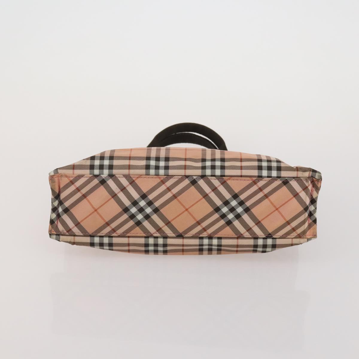 BURBERRY Nova Check Blue Label Hand Bag Canvas 4 Set Green Beige Auth 190010