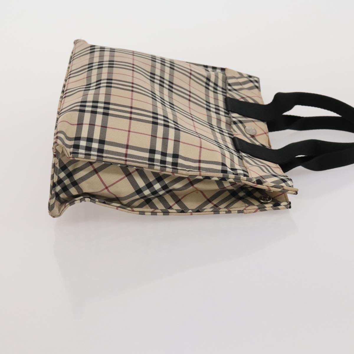 BURBERRY Nova Check Blue Label Hand Bag Canvas 4 Set Green Beige Auth 190010