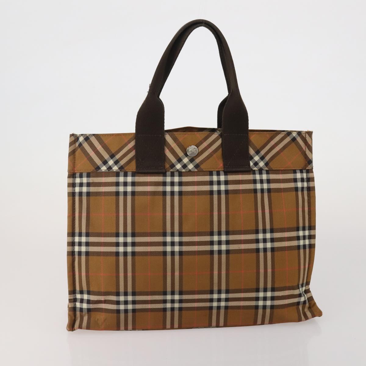 BURBERRY Nova Check Blue Label Hand Bag Canvas 4 Set Green Beige Auth 190010