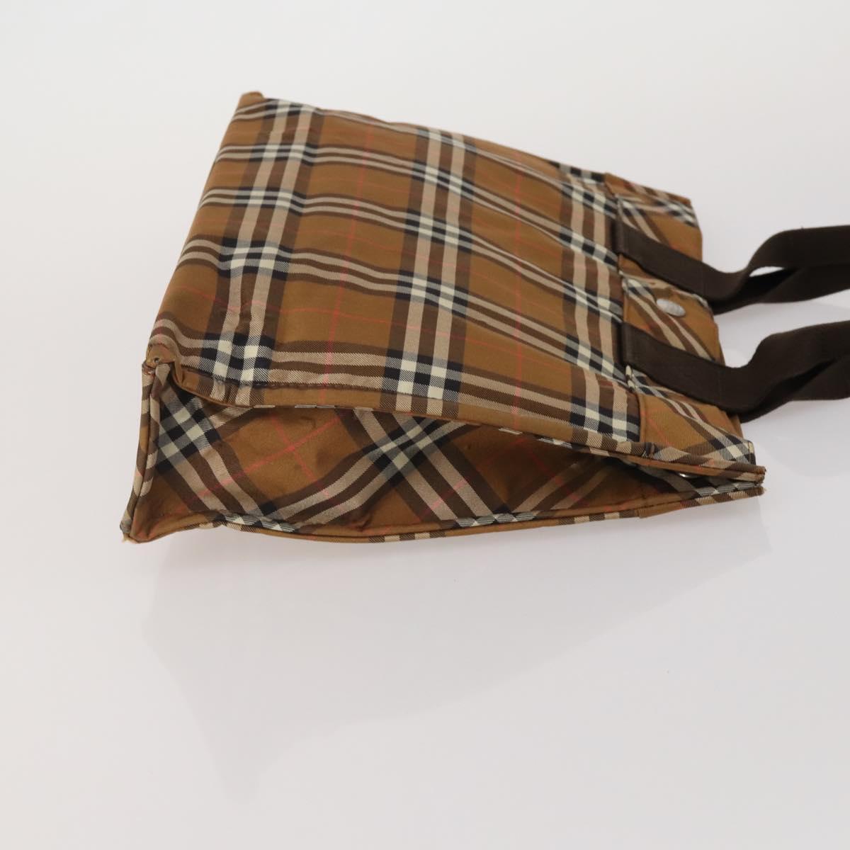 BURBERRY Nova Check Blue Label Hand Bag Canvas 4 Set Green Beige Auth 190010
