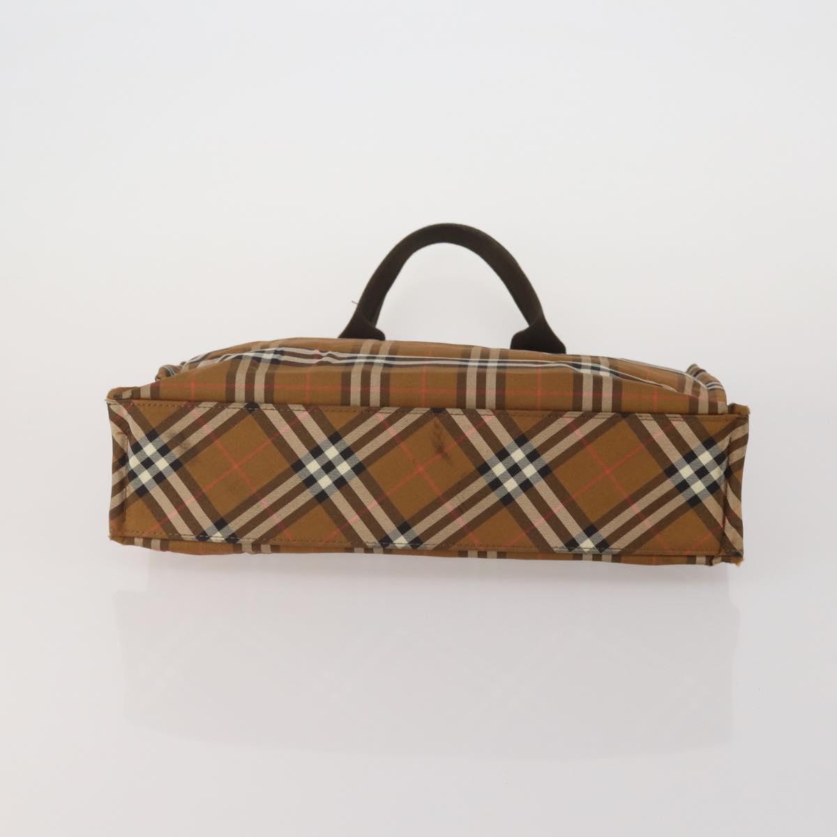 BURBERRY Nova Check Blue Label Hand Bag Canvas 4 Set Green Beige Auth 190010