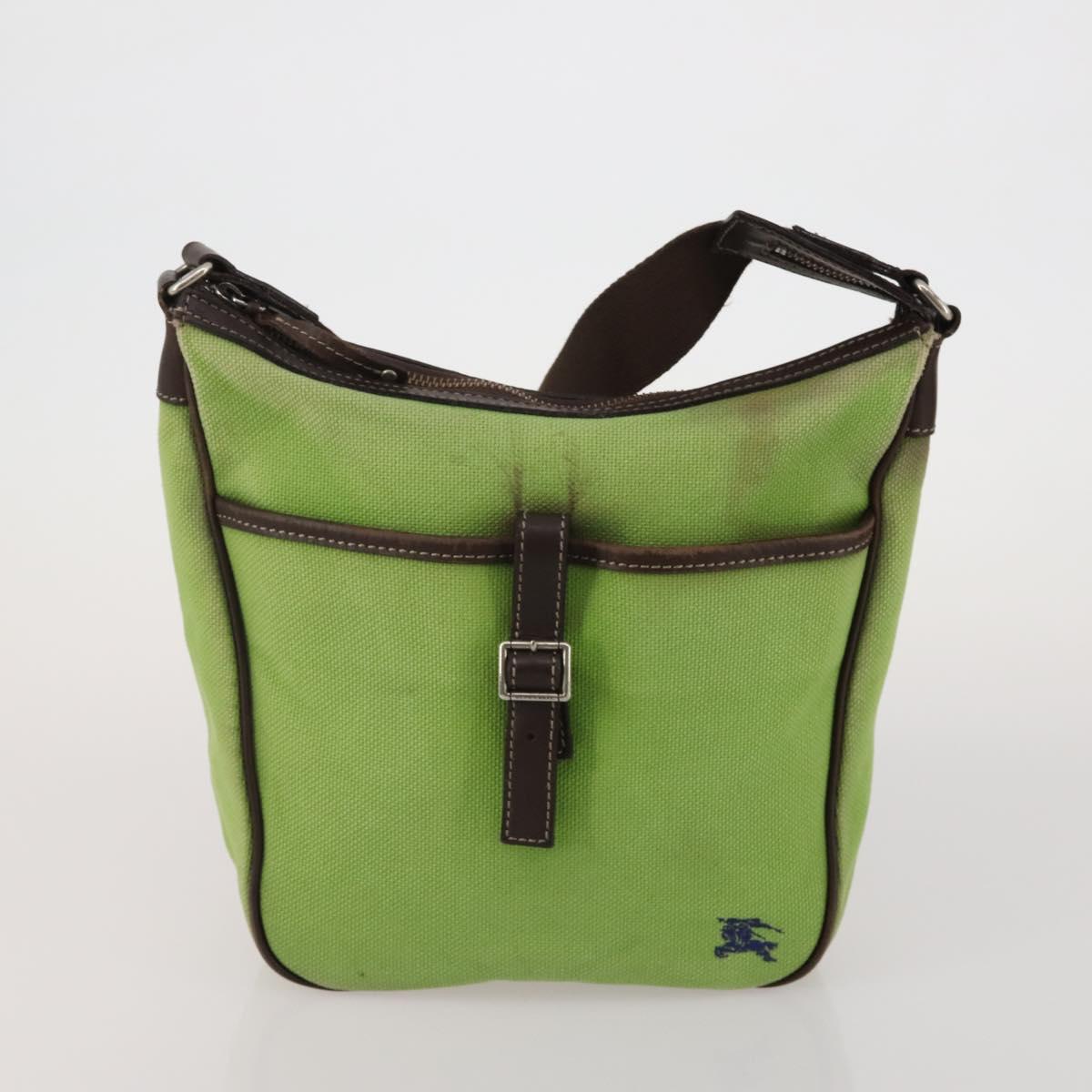 BURBERRY Nova Check Blue Label Hand Bag Canvas 4 Set Green Beige Auth 190010
