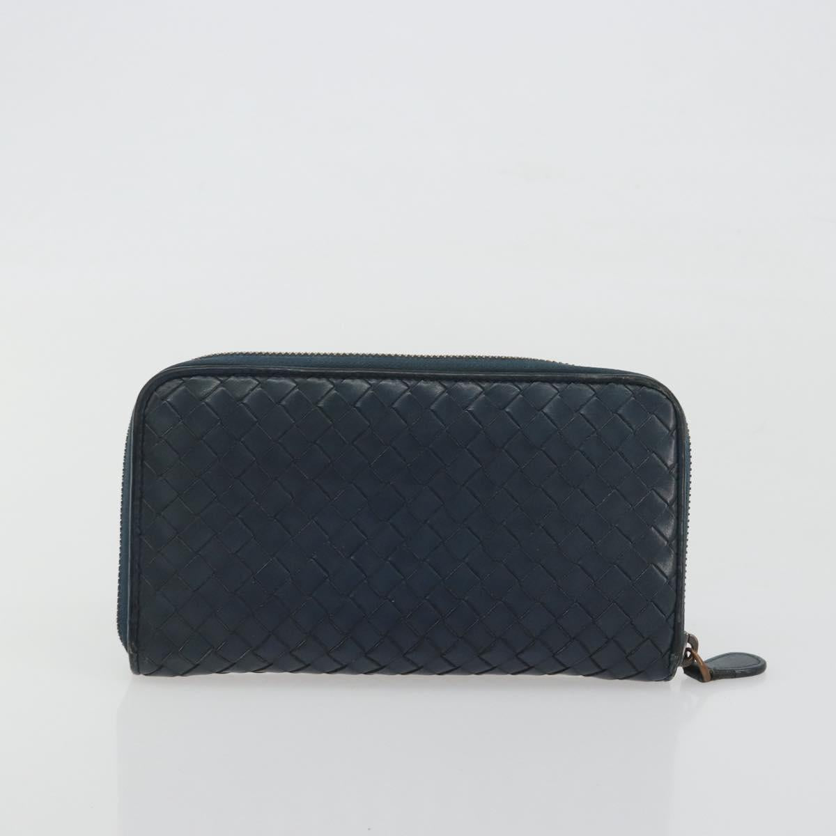 BOTTEGA VENETA INTRECCIATO Wallet Leather 4 Set Navy Brown beige Auth 190015