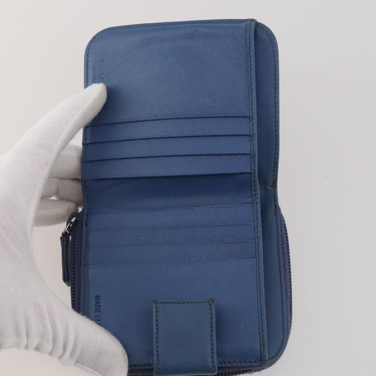 PRADA Pouch Nylon Leather 4 Set Blue Black Brown Auth 190016