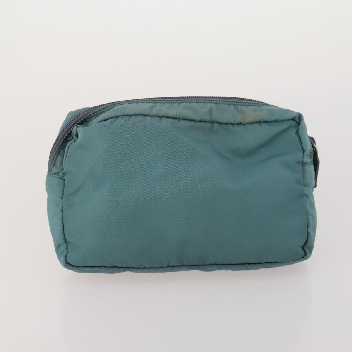 PRADA Pouch Nylon Leather 4 Set Blue Black Brown Auth 190016