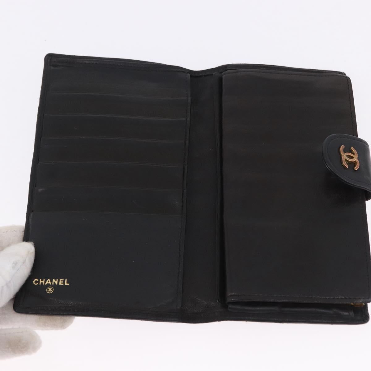 CHANEL Wallet Leather 3 Set Black CC Auth 190017