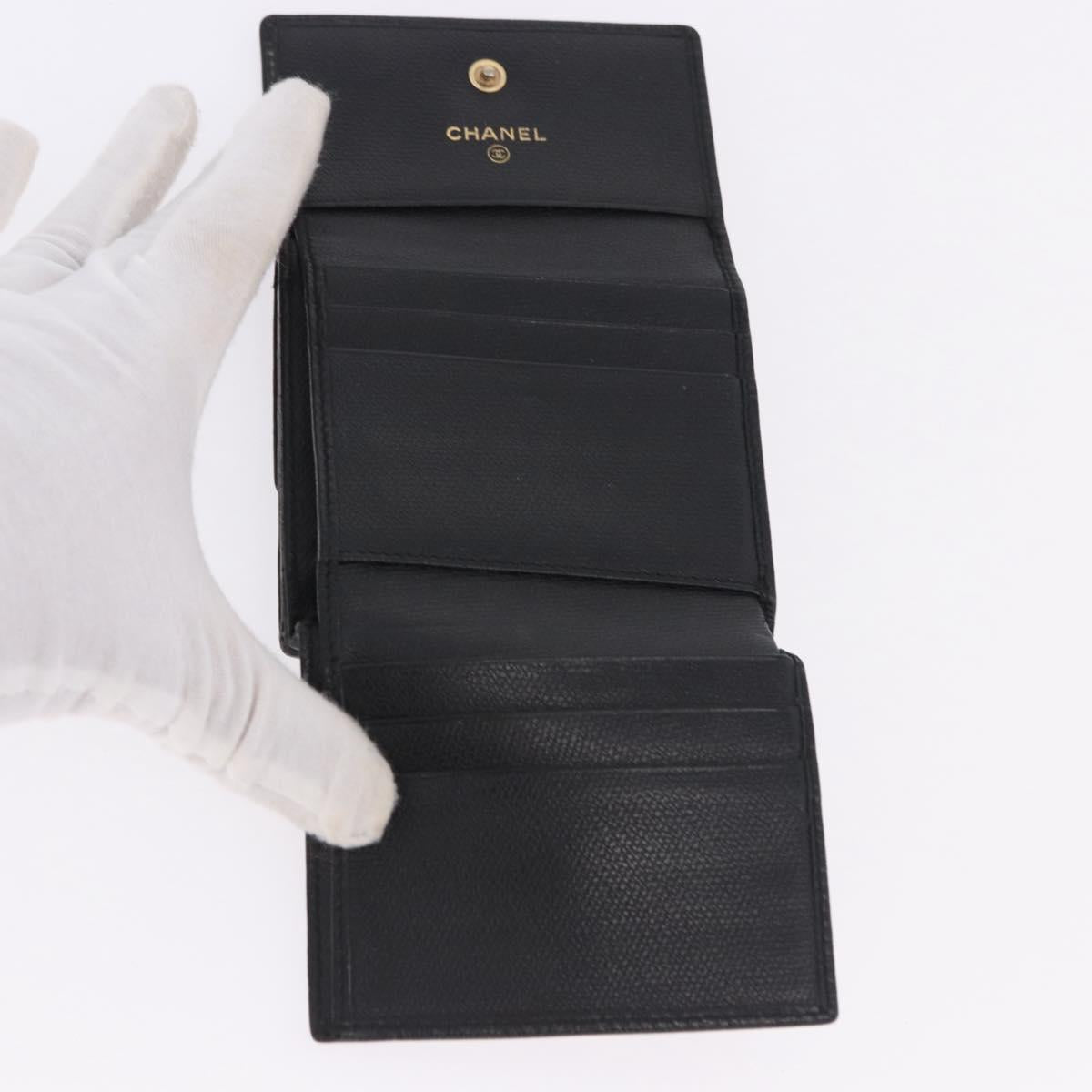 CHANEL Wallet Leather 3 Set Black CC Auth 190017