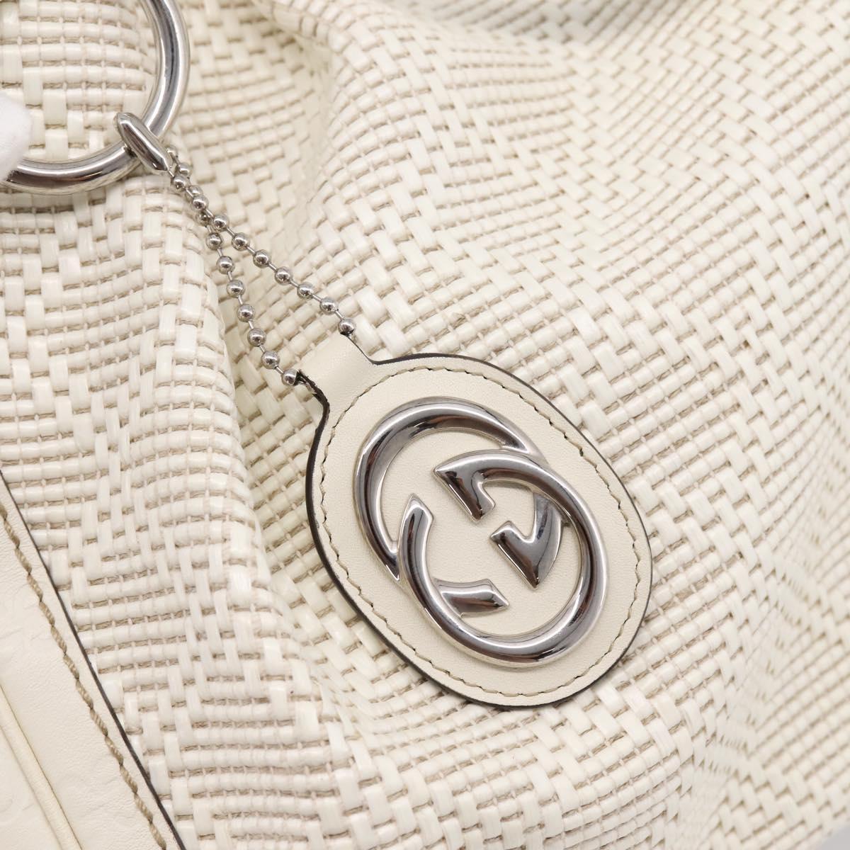 GUCCI GuccissimaGG Sukey Hand Bag Canvas Leather White 211944 Auth 190018