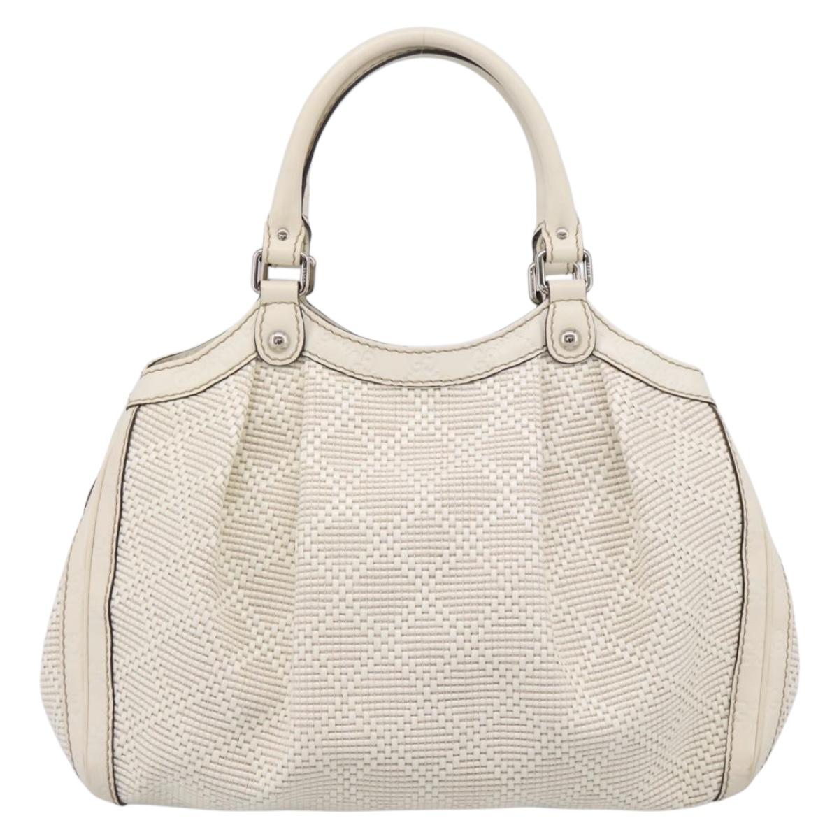 GUCCI GuccissimaGG Sukey Hand Bag Canvas Leather White 211944 Auth 190018