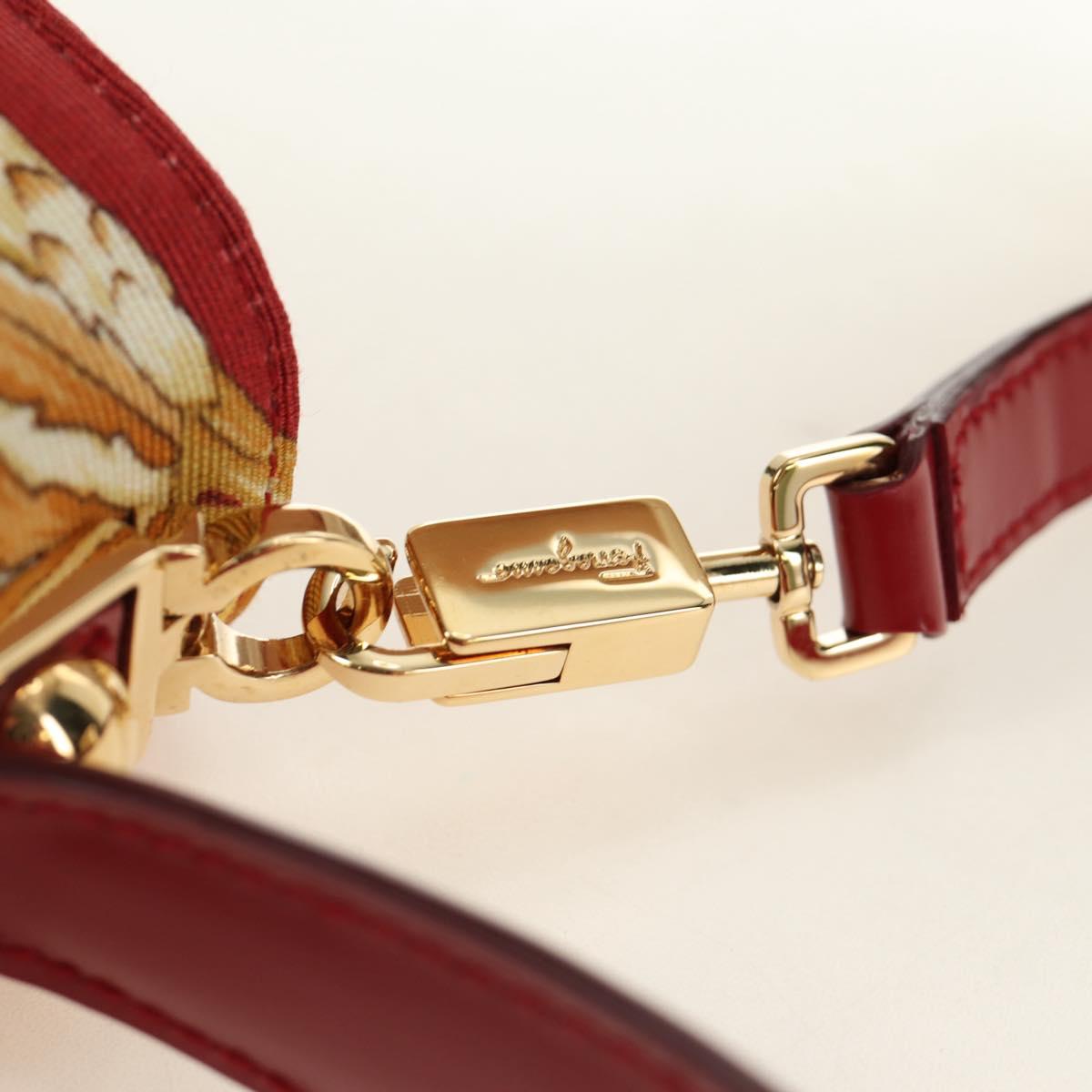 Salvatore Ferragamo Gancini Hand Bag Canvas 2way Red Gold Auth 190024SAM