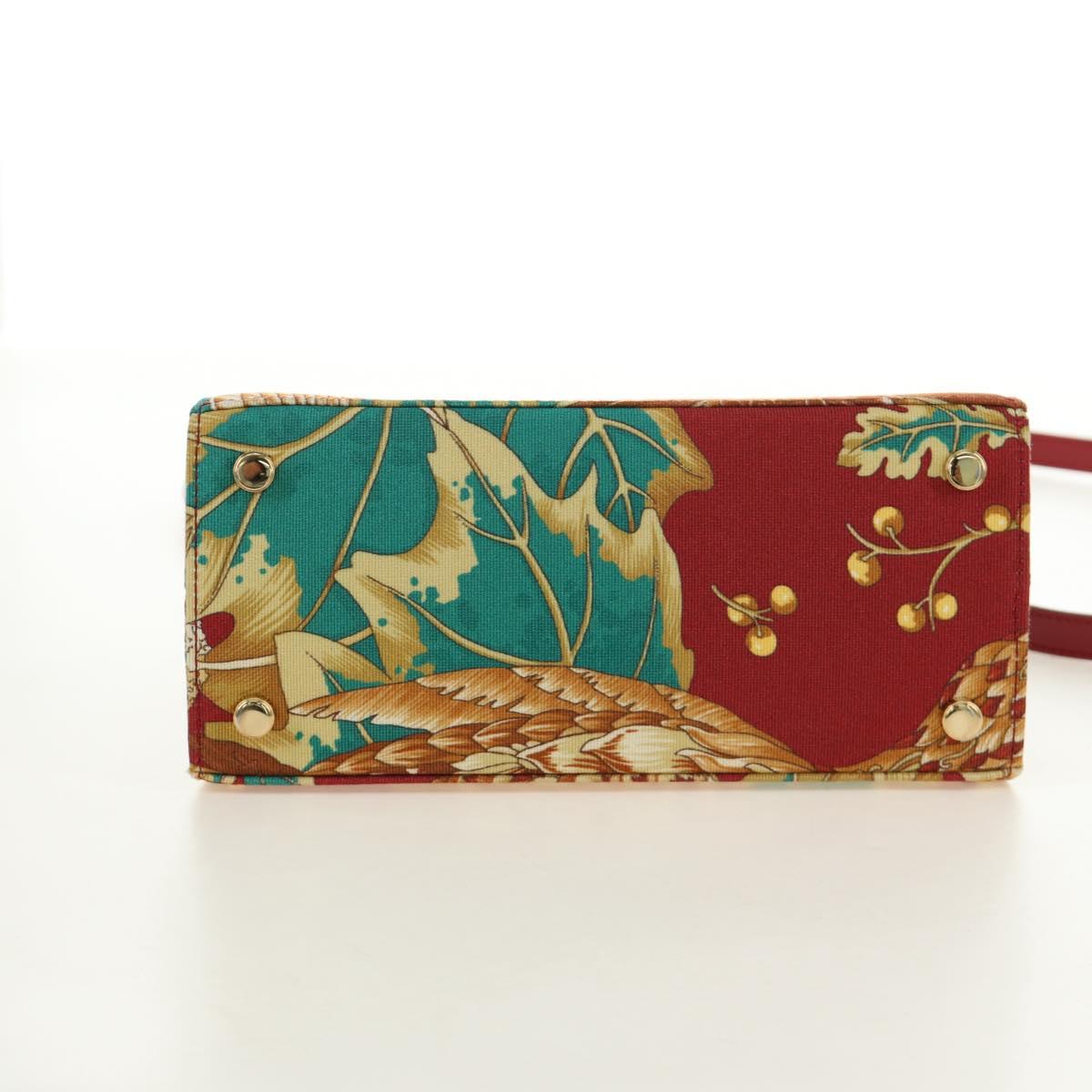 Salvatore Ferragamo Gancini Hand Bag Canvas 2way Red Gold Auth 190024SAM