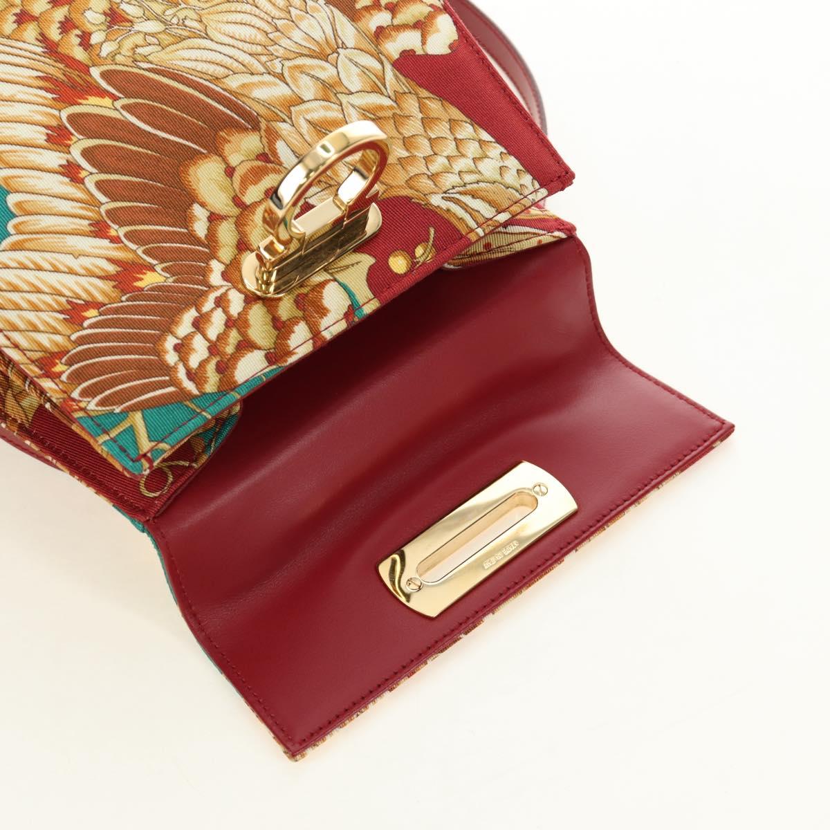 Salvatore Ferragamo Gancini Hand Bag Canvas 2way Red Gold Auth 190024SAM