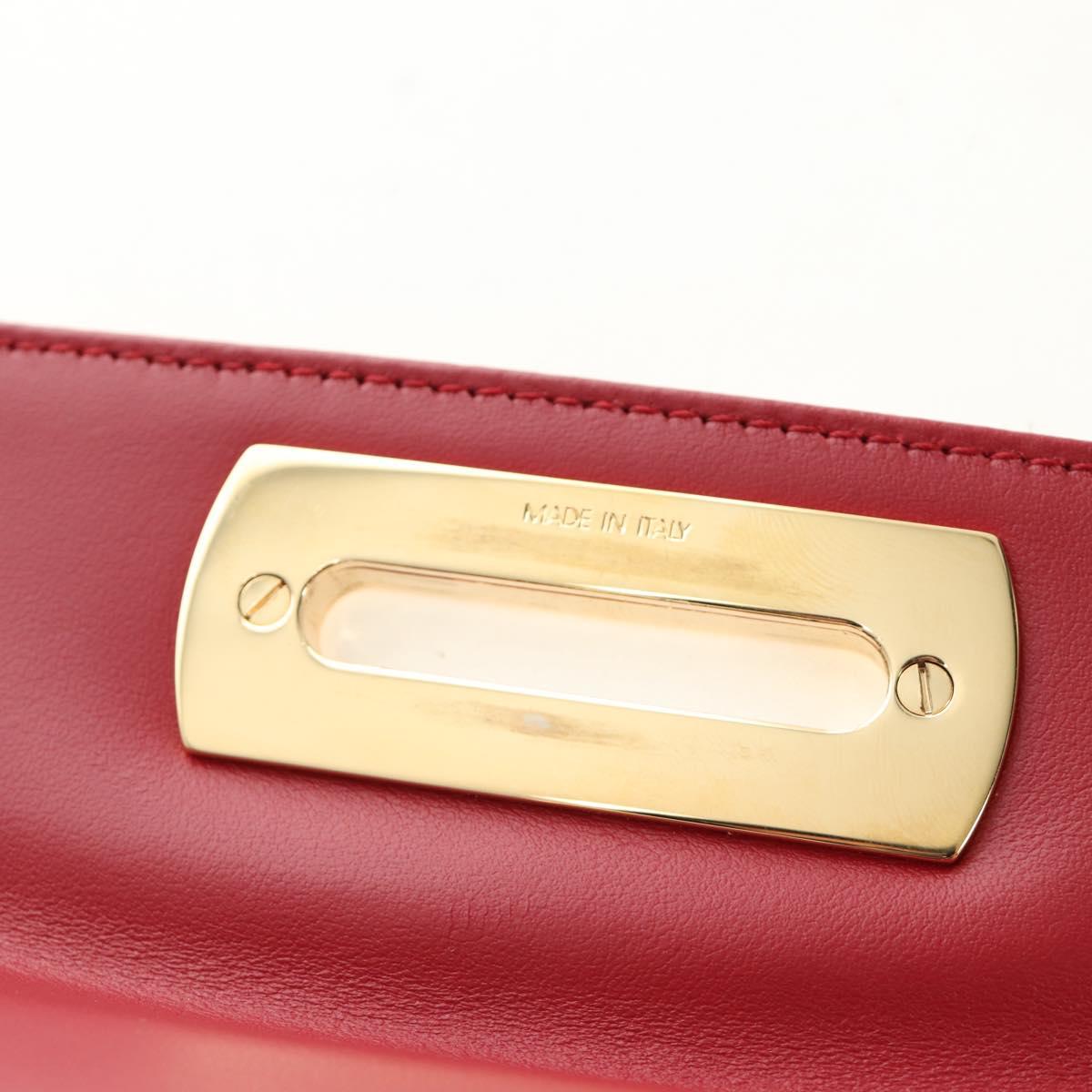 Salvatore Ferragamo Gancini Hand Bag Canvas 2way Red Gold Auth 190024SAM