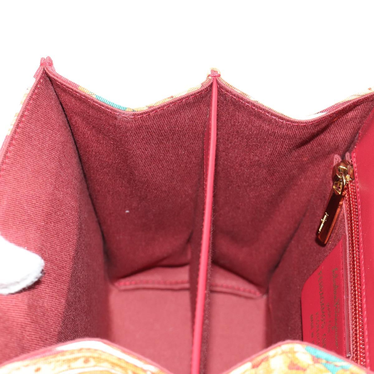 Salvatore Ferragamo Gancini Hand Bag Canvas 2way Red Gold Auth 190024SAM