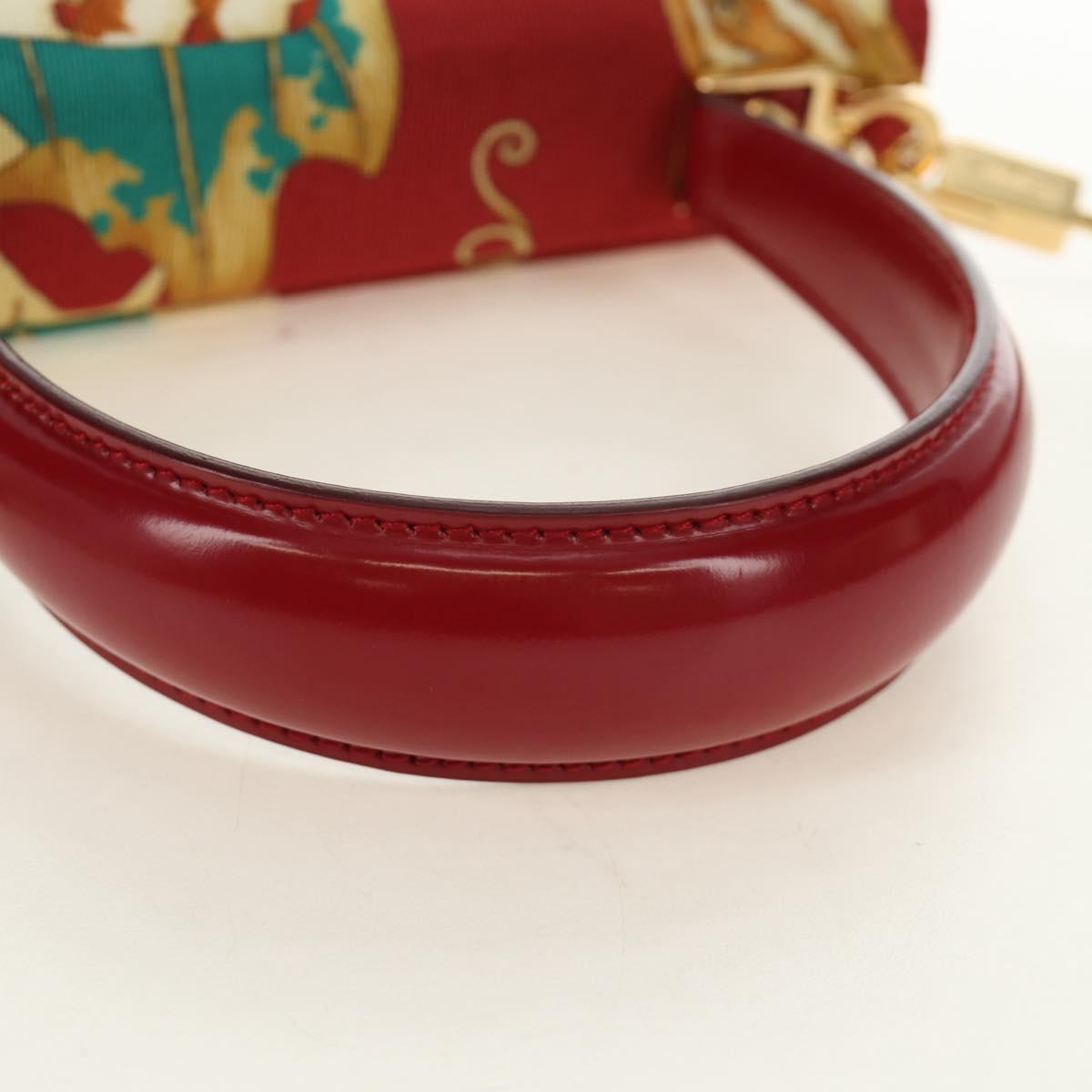 Salvatore Ferragamo Gancini Hand Bag Canvas 2way Red Gold Auth 190024SAM