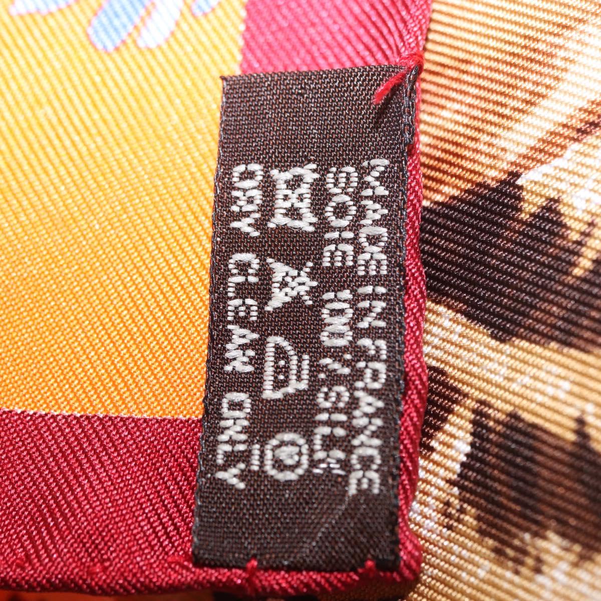HERMES Carre 45 Scarf ""Les Tigreaux"" Silk Orange Auth 190026SAM