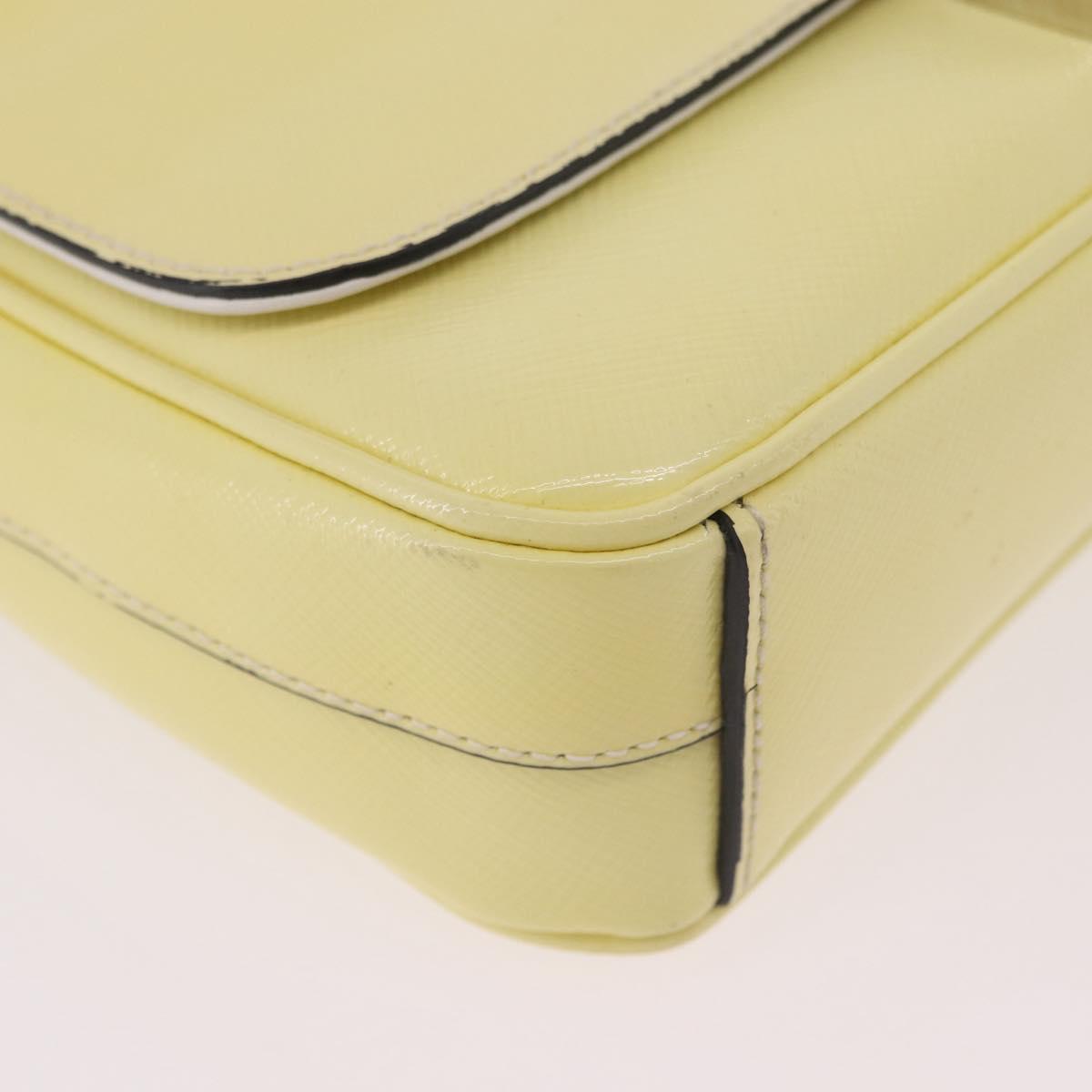 PRADA Chain Shoulder Bag Safiano Leather Yellow Silver Auth 190027A