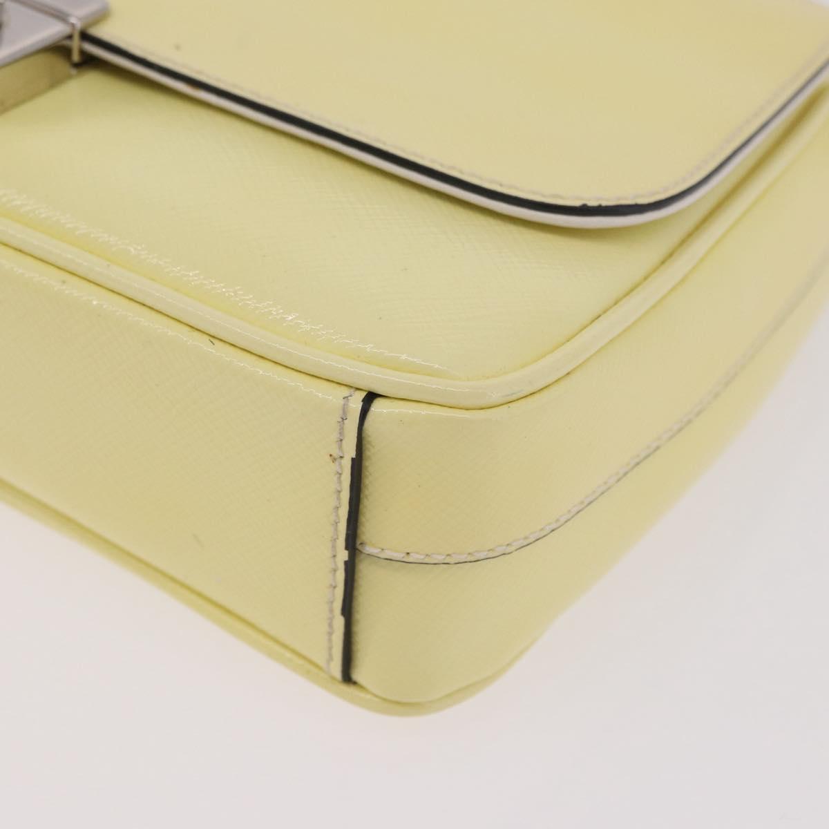 PRADA Chain Shoulder Bag Safiano Leather Yellow Silver Auth 190027A
