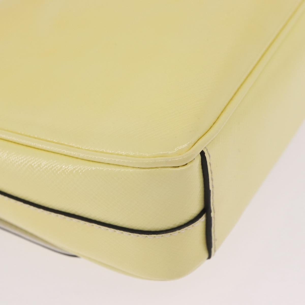 PRADA Chain Shoulder Bag Safiano Leather Yellow Silver Auth 190027A