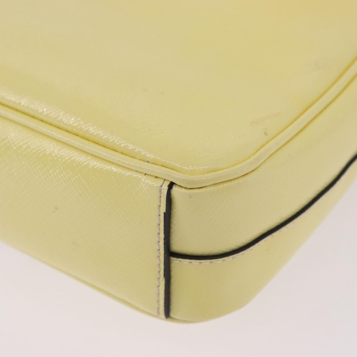 PRADA Chain Shoulder Bag Safiano Leather Yellow Silver Auth 190027A