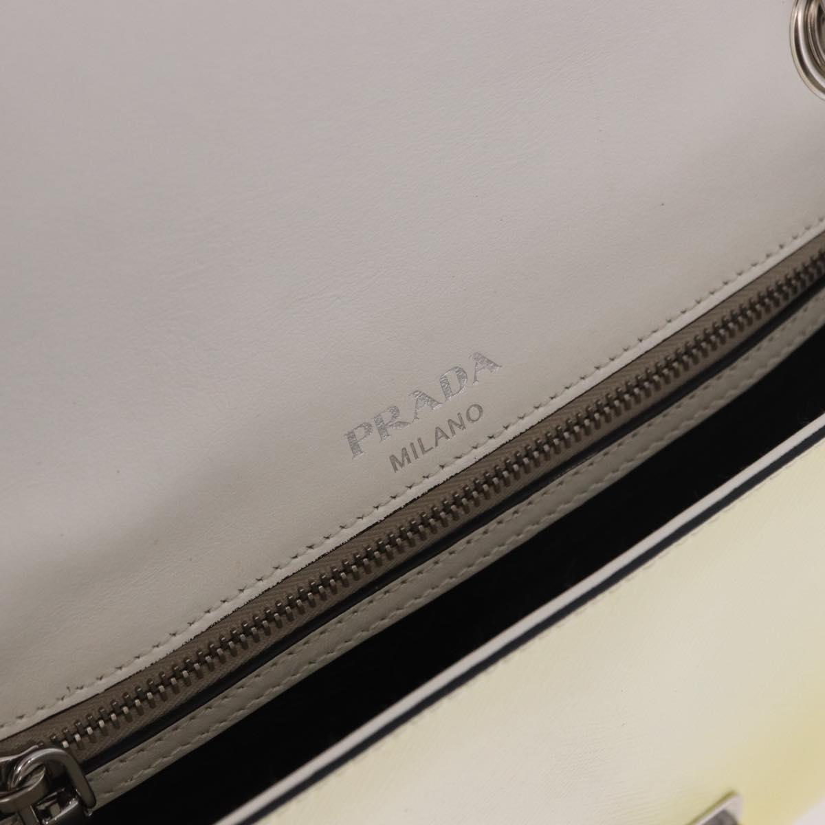 PRADA Chain Shoulder Bag Safiano Leather Yellow Silver Auth 190027A