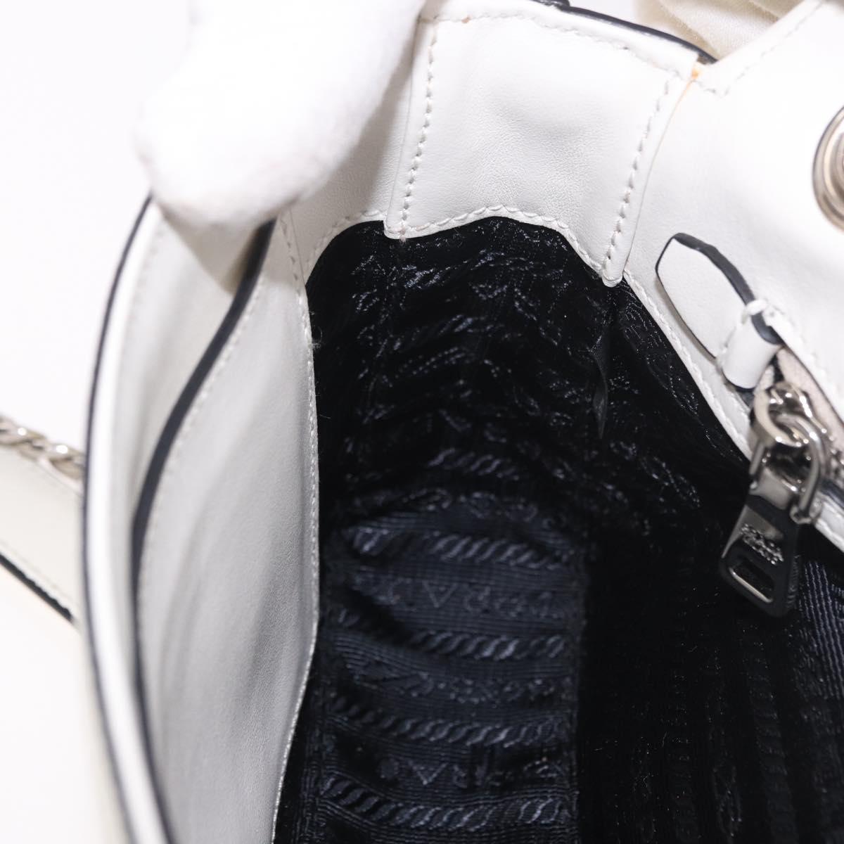 PRADA Chain Shoulder Bag Safiano Leather Yellow Silver Auth 190027A