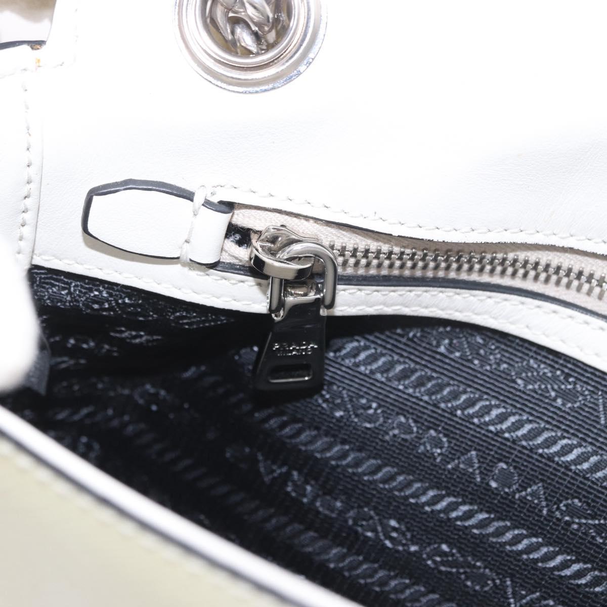 PRADA Chain Shoulder Bag Safiano Leather Yellow Silver Auth 190027A