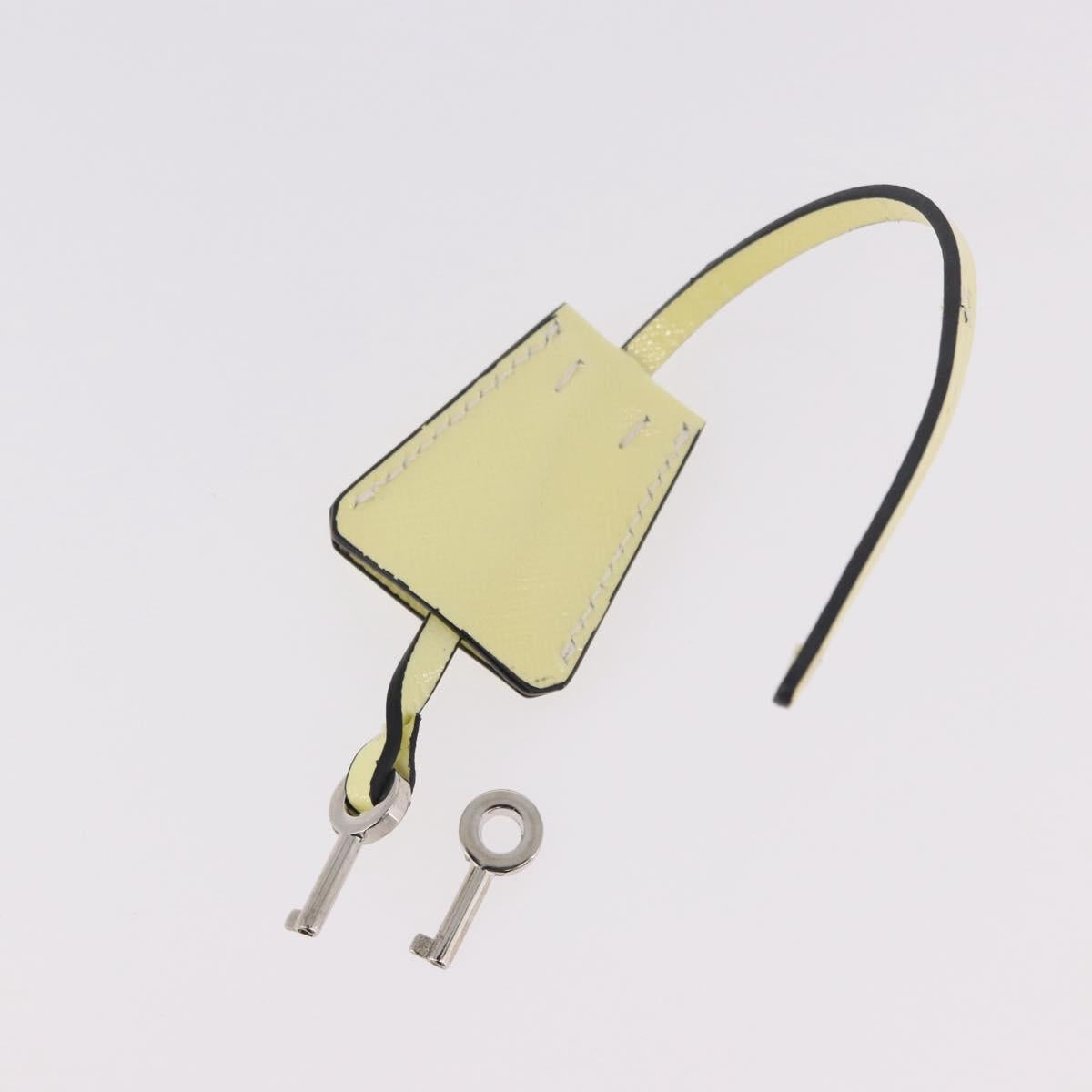PRADA Chain Shoulder Bag Safiano Leather Yellow Silver Auth 190027A