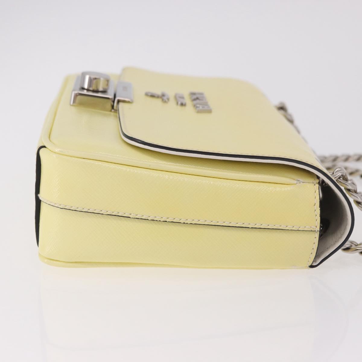 PRADA Chain Shoulder Bag Safiano Leather Yellow Silver Auth 190027A