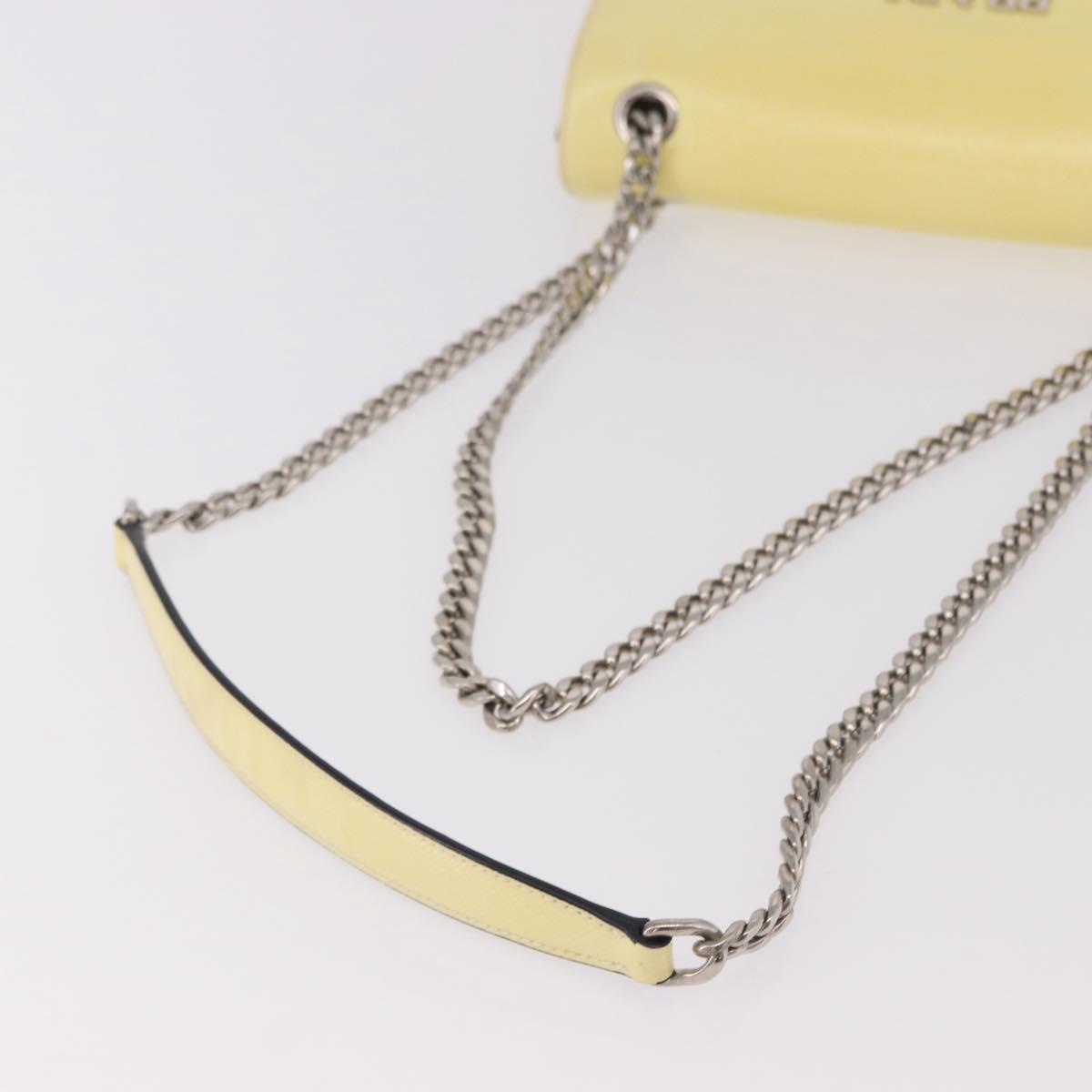 PRADA Chain Shoulder Bag Safiano Leather Yellow Silver Auth 190027A