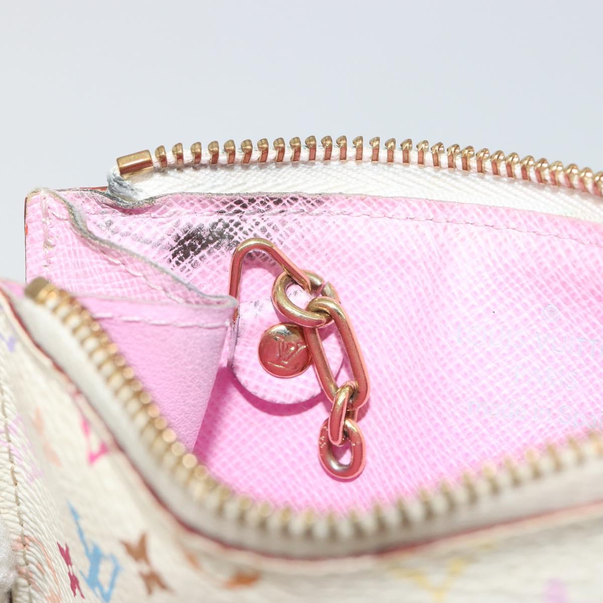 LOUIS VUITTON Multicolor Pochette Cles NM Purse White M93734 LV Auth 190030