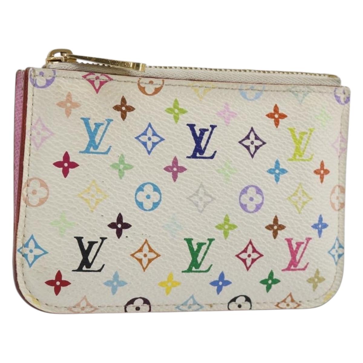 LOUIS VUITTON Multicolor Pochette Cles NM Purse White M93734 LV Auth 190030