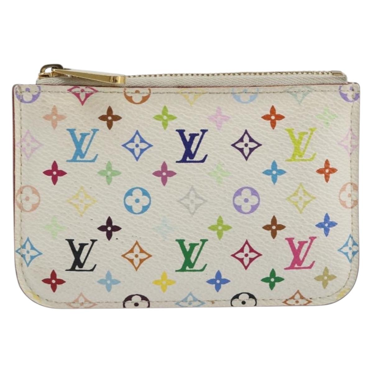 LOUIS VUITTON Multicolor Pochette Cles NM Purse White M93734 LV Auth 190030