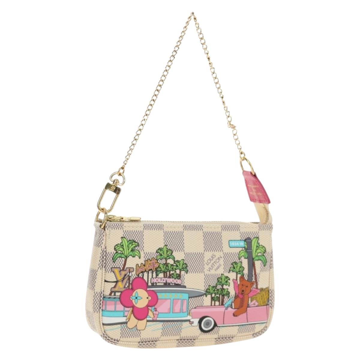 LOUIS VUITTON Damier Azur Vivienne Mini Pochette Accessoires Auth 190031SM