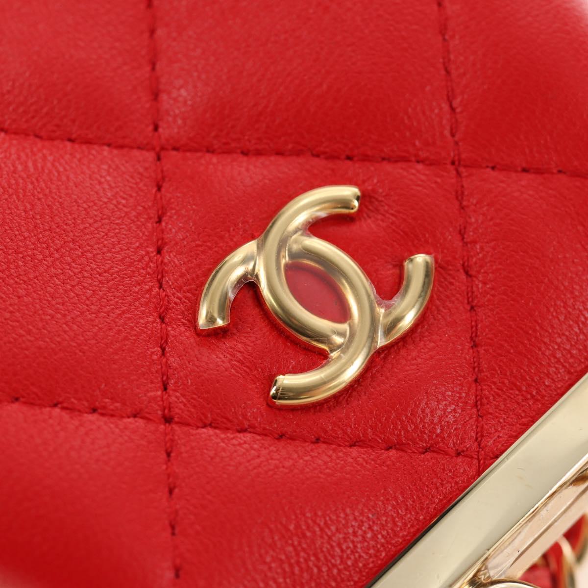 CHANEL Matelasse Chain Bag Lamb Skin Sample Product Red Gold CC Auth 190040SM