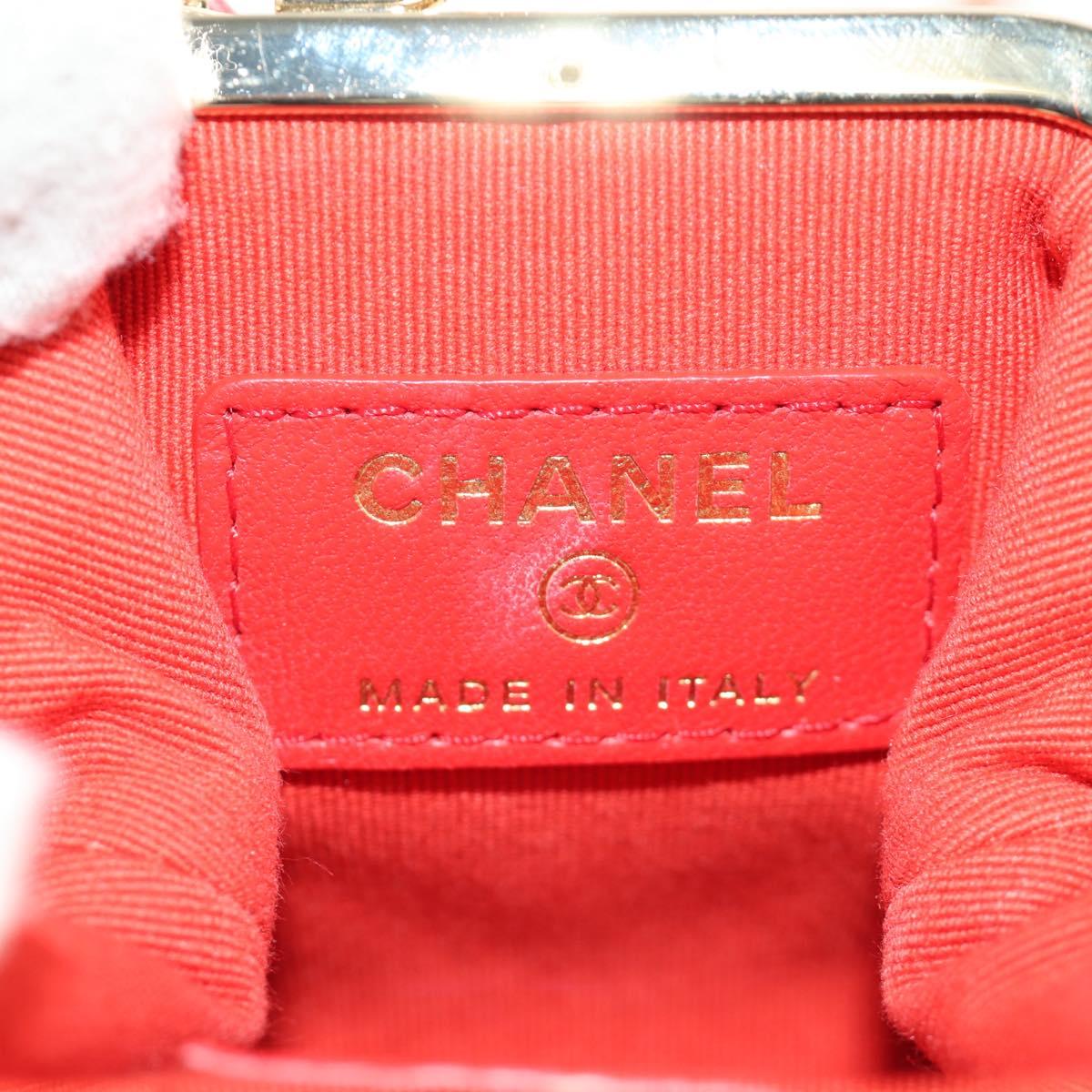 CHANEL Matelasse Chain Bag Lamb Skin Sample Product Red Gold CC Auth 190040SM