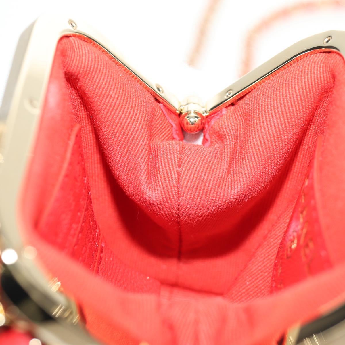 CHANEL Matelasse Chain Bag Lamb Skin Sample Product Red Gold CC Auth 190040SM